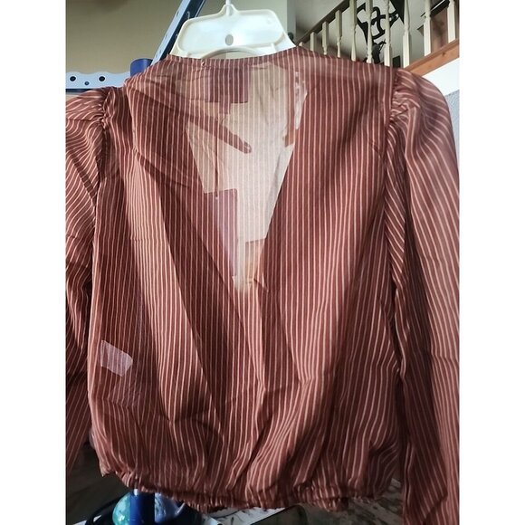 J.O.A. Just one answer anthropologie Stripped cropped blouse size XS sheer CR50 - Picture 5 of 5